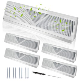 Swess 4 Pcs 15 Inch Baseboard Register Vent White, Baseboard Air Diffuser for Home Floor Wall Baseboard Vent Covers