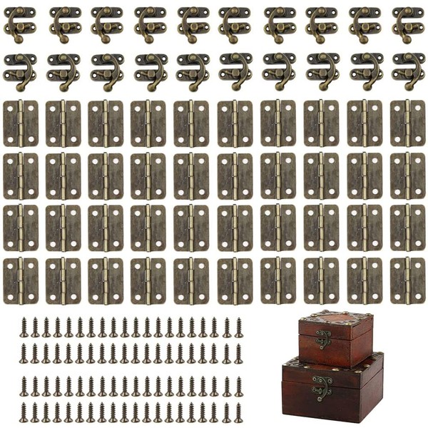 Pack of 20 Latch Hook Hasp, 40 Pieces Hinges, with
