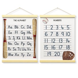Buildinest Numbers Abc Wall Chart for Toddler Learning Posters, Nursery Wall Decor Playroom Wall Decor and Alphabet Banner,Preschool &Homeschool Wooden Alphabet Poster For Toddlers-B02