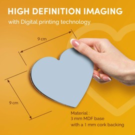 Destination Vinyl ltd Great Coasters (Set of 2) Heart - Light Blue Duck Egg Colour Block Drink Glossy Coasters/Tabletop Protection for Any Table Type #45543