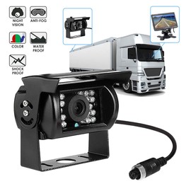 Truck Rearview Backup Cameras with 10M Cable, Waterproof 18 IR LEDs 170 Degree 4 Pins High Definition CCD Vehicle Reversing Camera for Heavy Duty Car Van Trailer Bus Caravans