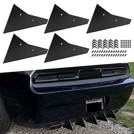 Rear Diffuser 5 Fins Set for Dodge Challenger SXT SRT RT Hellcat 2009-2014, Black Rear Bumper Lip Diffuser Shark Fins