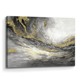 arttitue Abstract Canvas Art Wall Decor: Modern Contemporary Painting Textured Gold Foil Picture Hand Painted Glitter Print Large Home Office Artwork for Bedroom Living Room