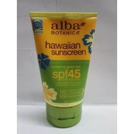 Alba Botanica Hawaiian Sunscreen Green Tea Scent with Broad Spectrum SPF 45 4 oz
