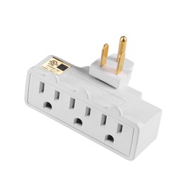 UL Listed 3 Outlet Wall Adapter, FiiMan 3-Prong Grounded 180 Degree Swivel Wall Plug Adapter Adjustable 3 Way Outlet Extender Tap (1 Pack, White)