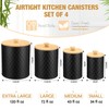 Reallnaive 4 Pcs Black Coffee Canister Set for Kitchen Countertop