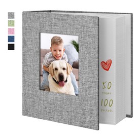 Yopih Photo Album 4x6 100 Pockets Photo Albums with Linen Cover Picture Albums for Family, Wedding, Baby, Photo Book Holds Vertical Pictures Grey