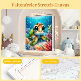 Paint by Numbers Children from 5 6 7 8 9 with Frame Sea Turtle Painting by Numbers from 5 6 7 8 9 10 Years Girls, DIY Acrylic Paint by Numbers Animals for Beginners for Home Decor (20 x 20 cm)