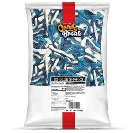 Candy Break Fruity & Sweet Blue Sharks 5 lbs Share Size Bag - Chewy Gummy Bulk Candy Pack - Snacks for Kids & Grown Ups Share Size Bag
