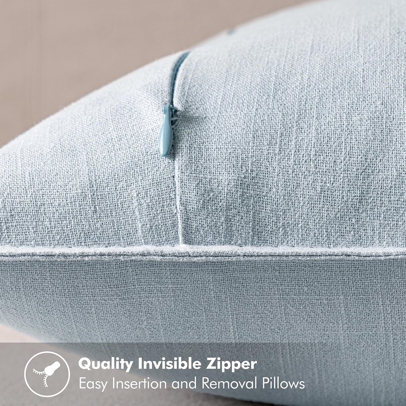 MIULEE Decorative Linen Euro Sham Pillow Covers 22x22 Inch Light