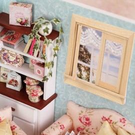 Ejoyous 1:12 Dollhouse Furniture, Miniature Wooden Window Double Window Simulation Miniature Furniture Mini Dollhouse Accessories Toy for Boys, Girls and Toddlers