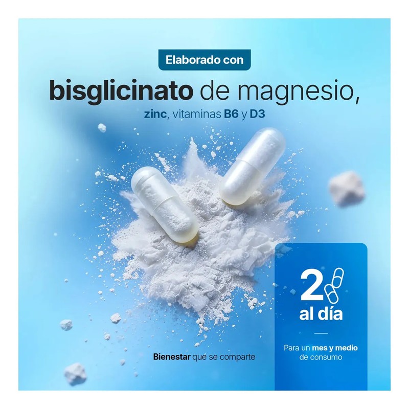 Bisglicinato De Magnesio Con Zinc Vitamina B3 90 Cáp B