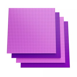 Minizfigs Classic 10" x 10" 2-Sided Toy Building Plate - 4 PCS (Pink/Purple)