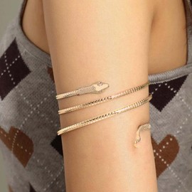 Inilbran Punk Snake Bracelet Vintage Snake Upper Arm Cuff Punk Swirl Snake Band Bracelets Bangle Bracelet Cool Snake Arm Cuff Bracelet Snake Arm Cuff Bracelet (Gold), Zinc