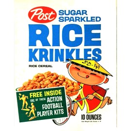 1960's Post RICE KRINKLES Football  Cereal Box Metal Magnet 3 x 4 inches 8723