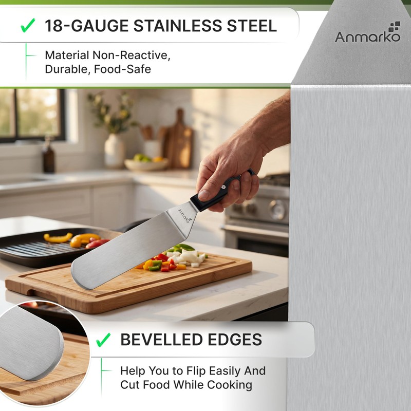 Anmarko Metal Spatula with ABS Handle, Stainless Steel Food Spatula