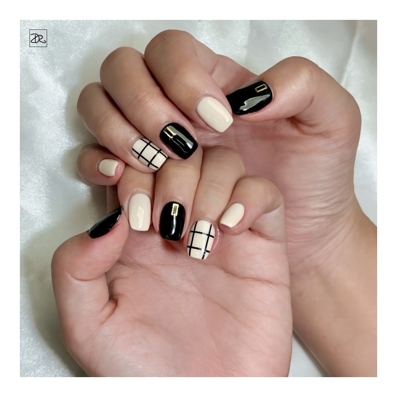 Dara Beauty 2024 September Art of the MonthBlack Check Nail❣