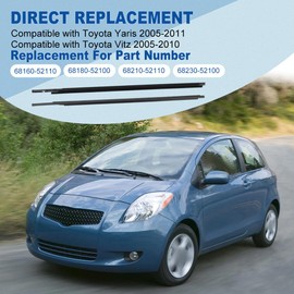 JDMON 4PC Door Window Moulding Weatherstrip Compatible with Toyota Yaris 2005-2011, Vitz 2005-2010, Outer Weather Stripping Trim Seal Replacement for 68160-52110, 68210-52110, 68180-52100, 68230-52100