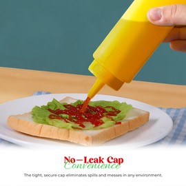 OCS Parts 6-Pack Squeeze Bottles | 8-Ounce Easy to Squeeze Dishwasher Safe Condiment and Sauce Bottles (Yellow)