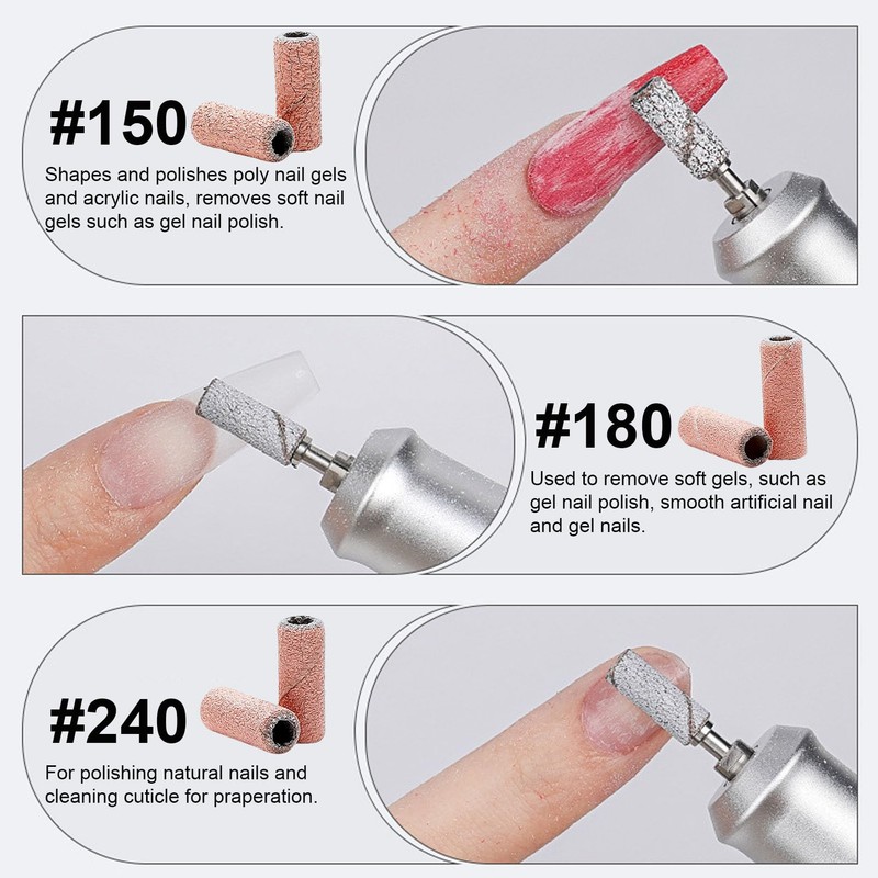 DMQ Sanding Bands for Nail Drill, 100Pcs Mini Extra Fine