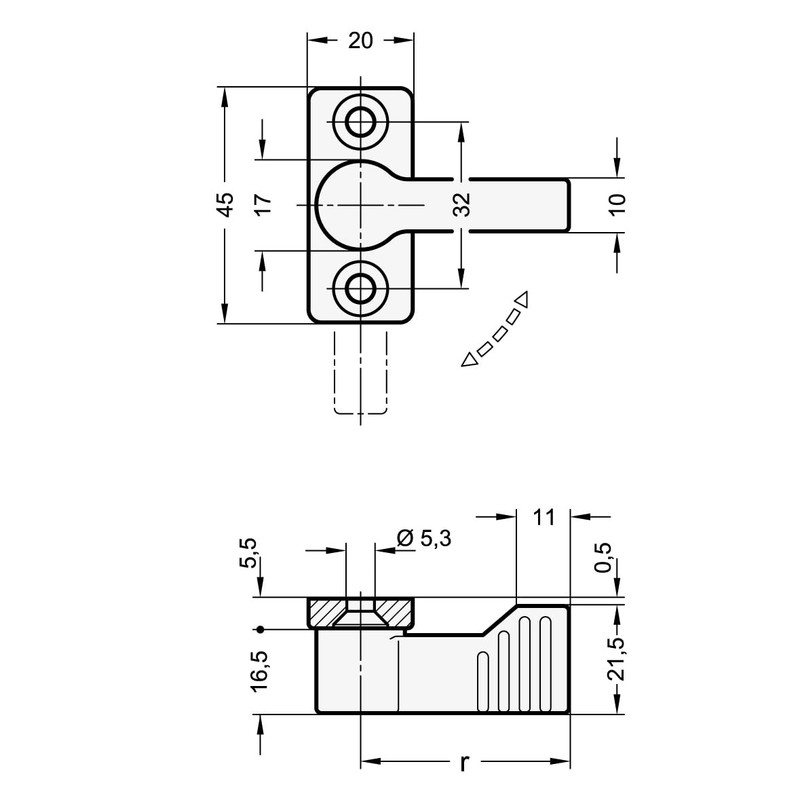 Ganter Normelemente GN 702-17-55-A-SW Locking Bolt with 4 Locking Positions