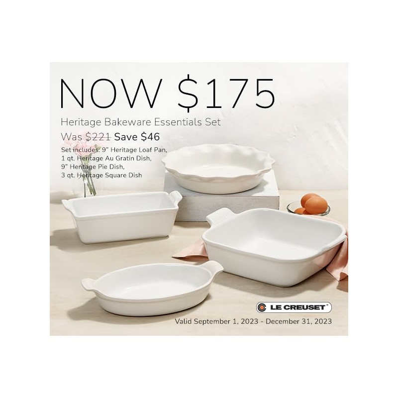Le Creuset Stoneware 4 PC Heritage Bakeware Set, Oyster