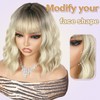 WIGER Short Ombre Ash Blonde Wave Hair with Bangs Synthetic