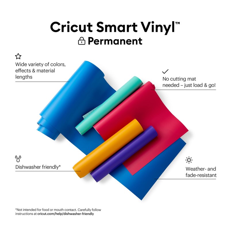 Cricut Smart Permanent Vinyl, White - 3ft Roll (13'x36') Adhesive