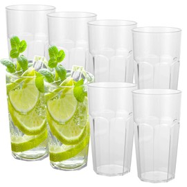 MUXHEL 8PCS Plastic Tumblers, 510ml Reusable Plastic Cocktail Glasses, Unbreakable Drinking Glasses Plastic Tumblers Glasses for Party Camping Picnics