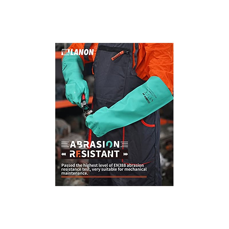 LANON - Guantes de nitrilo resistentes a los productos químicos,