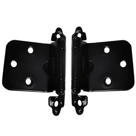 Mesee 5 Pairs Overlay Cabinet Hinges, Semi-Concealed Metal Flush Cupboard Hinge Set Self Closing Decorative Kitchen Cabinet Doors Hinges Face Mount Furniture Hardware Accessory