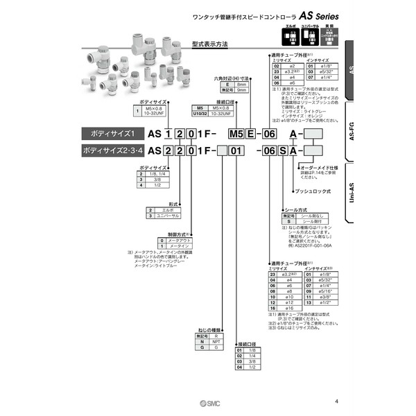 SMC AS2201F-01-06A Push-Lock Elbow with One-Touch Fittings