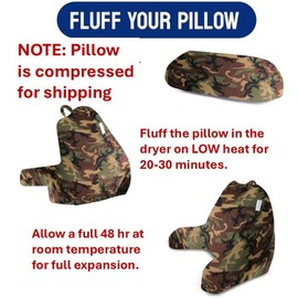 ComfortSpa Reading Pillow for Kids Teens Adult, Back Rest Pillow with Arms, Pockets, Washable Cover; Use as Back Pillow for Bed Sitting Up for Bedrest, Relief from GERD Heartburn (Standard Camouflage)