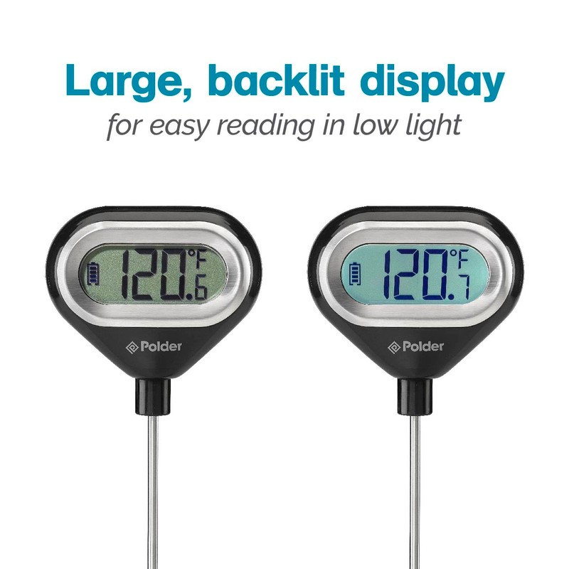 Polder Pivoting Screen Instant Read Thermometer, Black