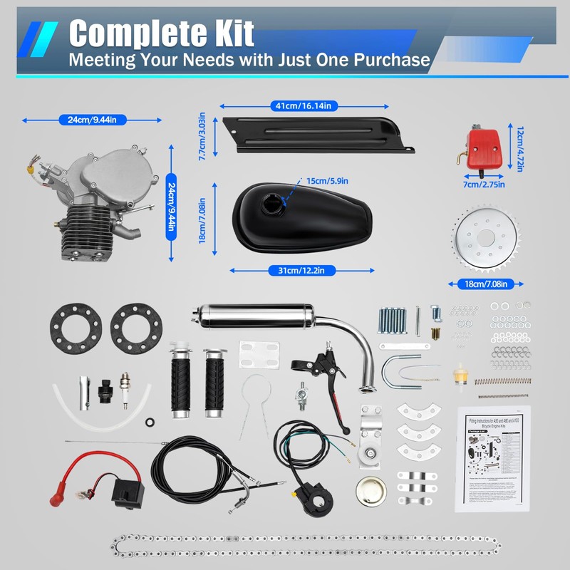 JAYGOVAN 100CC Bicycle Engine Kit, 2 Stroke Bike Motor Kit