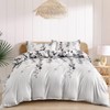 Double Duvet Set Botanical Grey Bedding Set Polyester Breathable Stylish