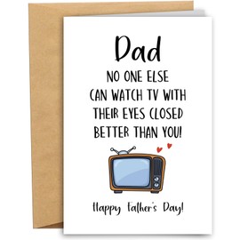 RYYike Humorous Father's Day Card for Dad, Funny Dad Father's Day Card from Child, Watch TV with Eyes Closed Better Than You