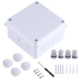 GCESSOIRY 1PC White Junction Box with Reserved Holes Waterproof IP65 ABS Plastic Electrical Boxes, Indoor & Outdoor Electrical Enclosure Universal Project Box DIY Case 3.9x3.9x2.8 inch (100x100x70mm)