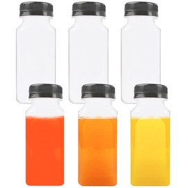 TINGDUANJIAN 6Pcs Juice Bottles Small Plastic Bottles with Lids Shot Bottles with lids Sensory Empty Bottle for Smoothie Water Drinks and Other Homemade Beverages Clear Reusable Mini Bottles180ml/6oz