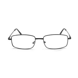 EYE ZOOM Extra Wide Rectangular Metal Reading Glasses for Men and Women (Black, +3.00)