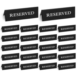 WENLISELL 20 PCS Reserved Signs for Tables, Acrylic Table Top Reserved Sign, Black Tent Sign for Restaurant, Business, Office, Meeting, Party