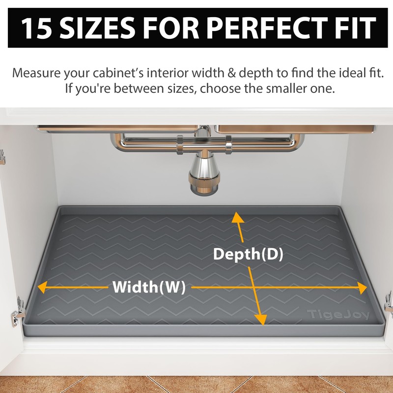 TigeJoy 19" x 19" Under Sink Mats for Kitchen Waterproof,