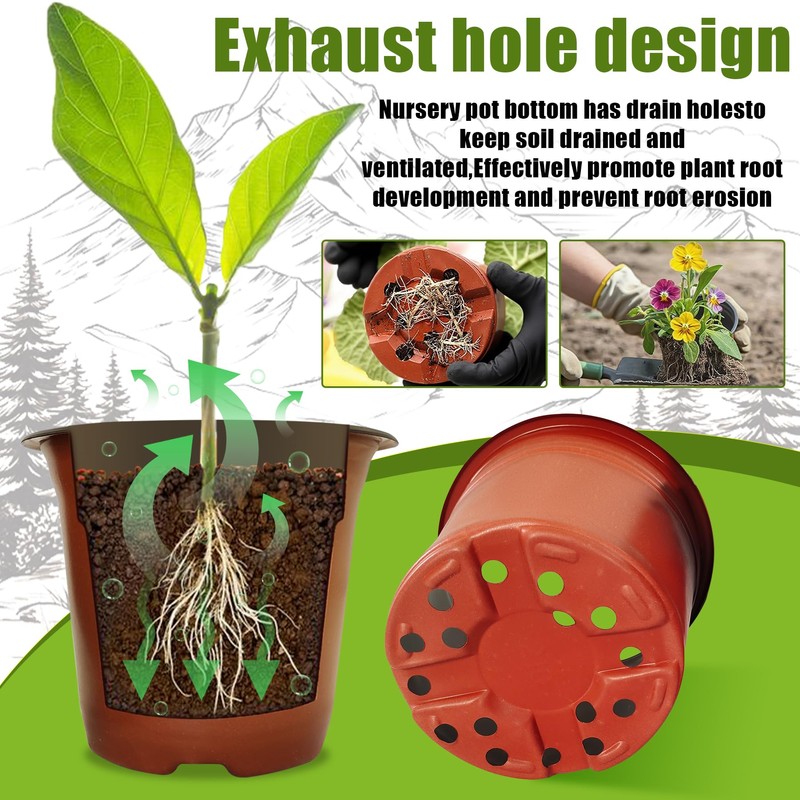 100 Packs 8" Plant Nursery Pots Plastic Seedling Starter pot