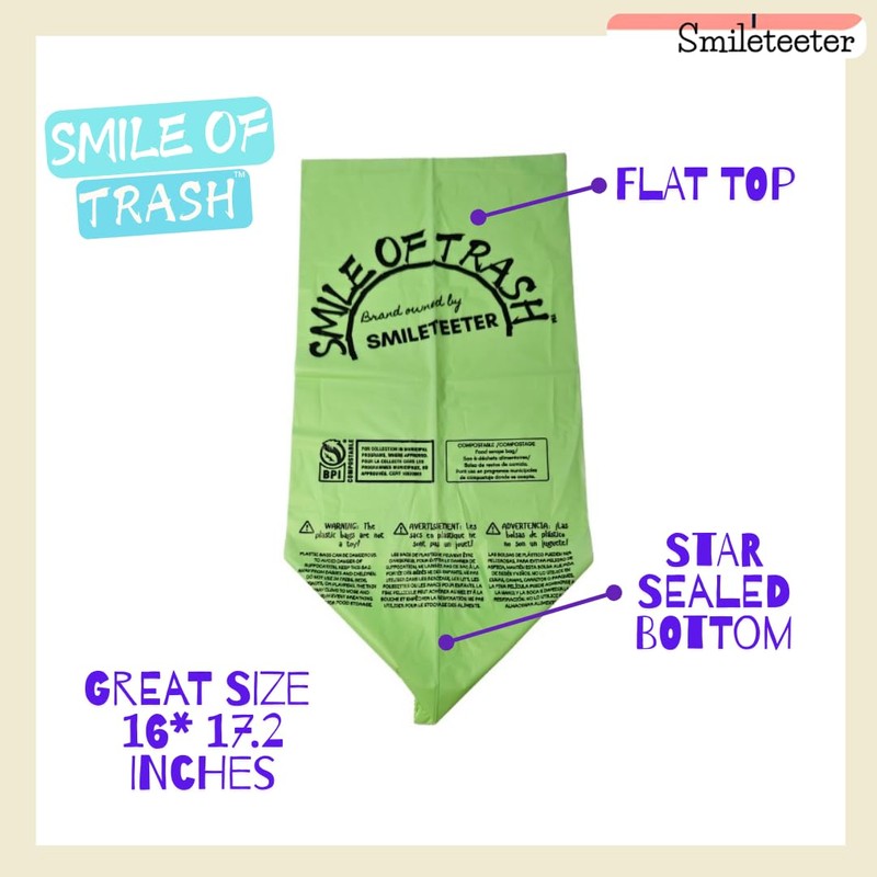 Smile of Trash Compostable Kitchen Food Scraps Bag (Pack of