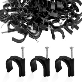 LOUZAGO 100 Pcs Pex Clamps, 1 Inch Pex Hangers Black Pex Fittings Half Clamps, J-Hook Pex Nail on Clamps for 1" OD Tubing Pipe, Pipe Support, Fixing Wire (23.5mm)