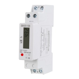 DEWIN Electricity Meter, AC Meter, Single-Phase kWh Counter, DIN Rail 1P 5(32) A LCD Digital Power Consumption Monitor, Power Consumption Meter 220 V