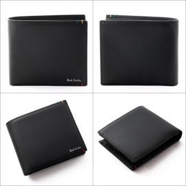 Paul Smith Men's Bi-Fold Wallet, Genuine Leather, Shop Bag, 1 Cleaning Cloth Included, Black