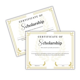 Scholarship Certificate of Achievement 50pk 8.5x11” Award Grant College Honor Society Graduation Announcement to Frame Amount