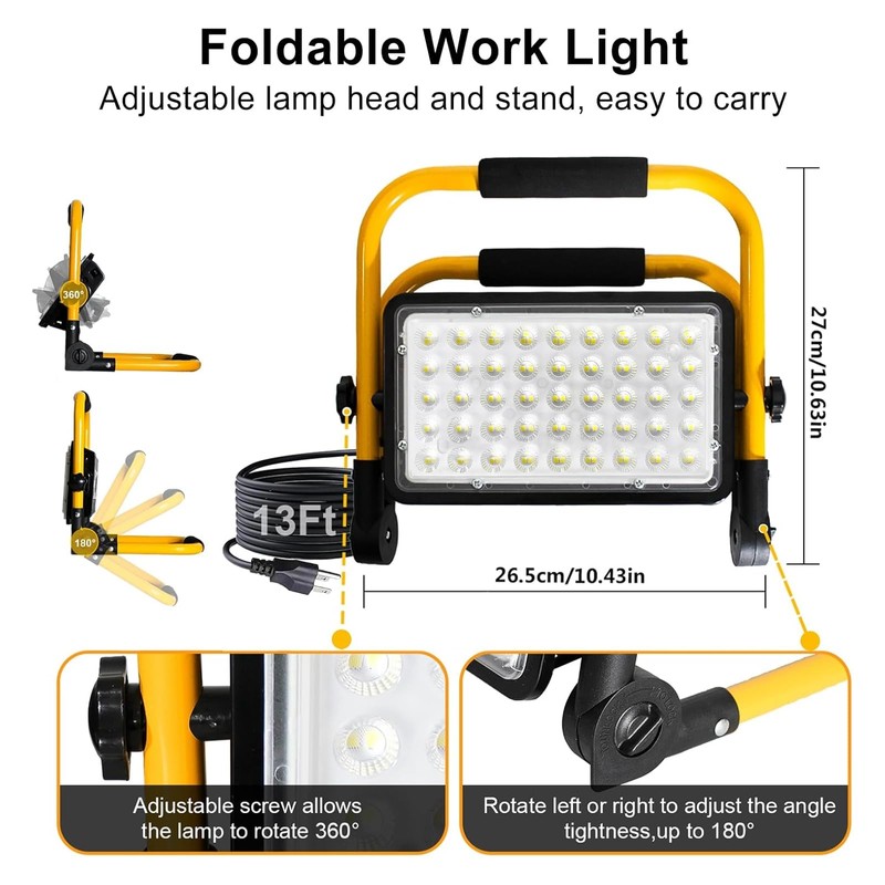 100W LED Work Light, 10000LM Bright Work Lights on Stand,