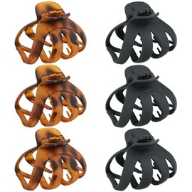 MAORULU Pinzas para el cabello con forma de pulpo de 3.15 pulgadas para mujer, 6 pinzas grandes con forma de pulpo para cabello grueso, pinzas antides